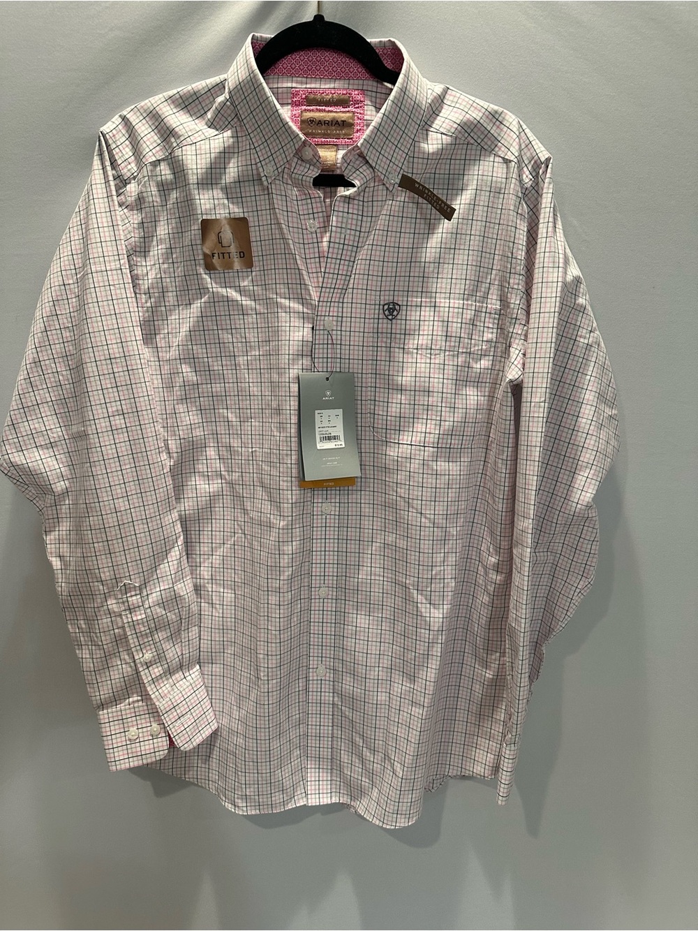 Ariat Men's Pink & White Micro-Check Button-Down Shirt
